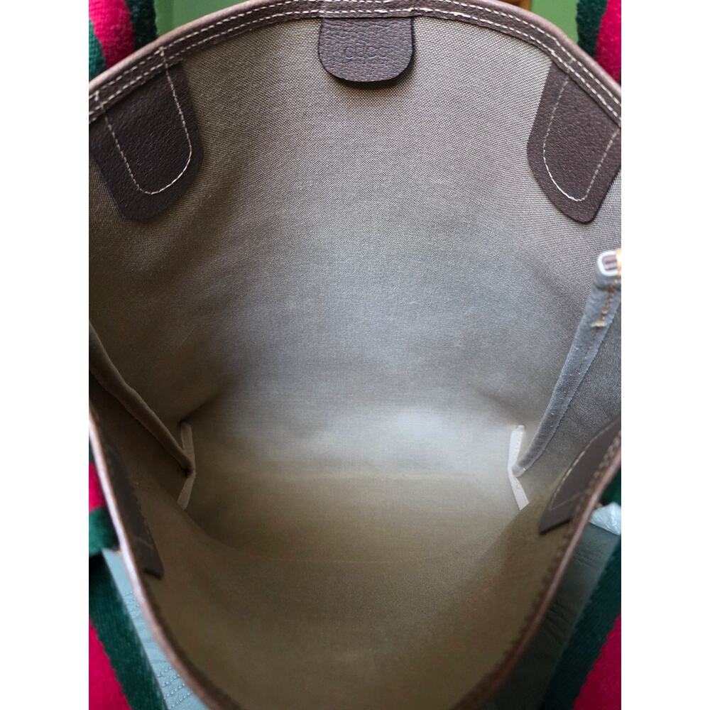 Vintage Gucci Sherry Line GG Brown/Beige PVC and Leather Tote/Shoulder Bag - Picture 10 of 16